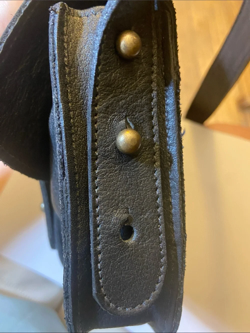 Eileen Fisher Crossbody Black Leather Mini Handbag Purse Adjustable Strap